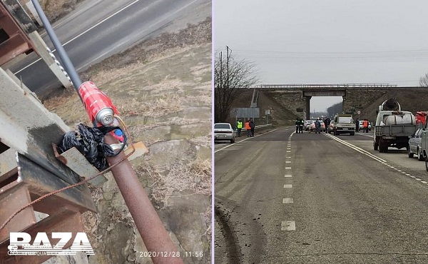 В Краснодарском крае на железнодорожном мосту нашли бомбу: фото взрывного устройства