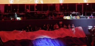 Во время хоккейного матча на Олимпиаде в Италии вывесили флаг РФ